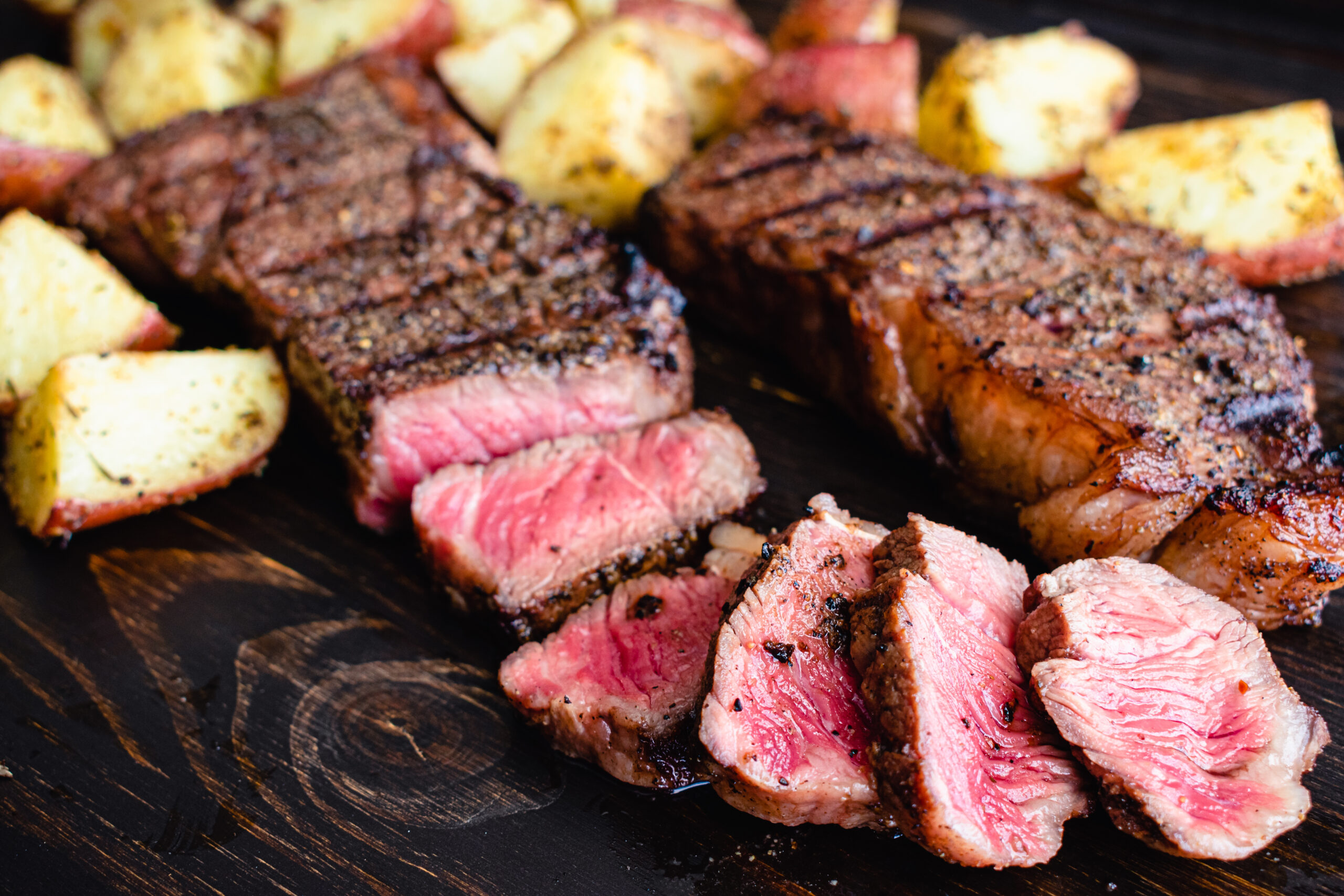 Petite sirloin with roasted potatoes