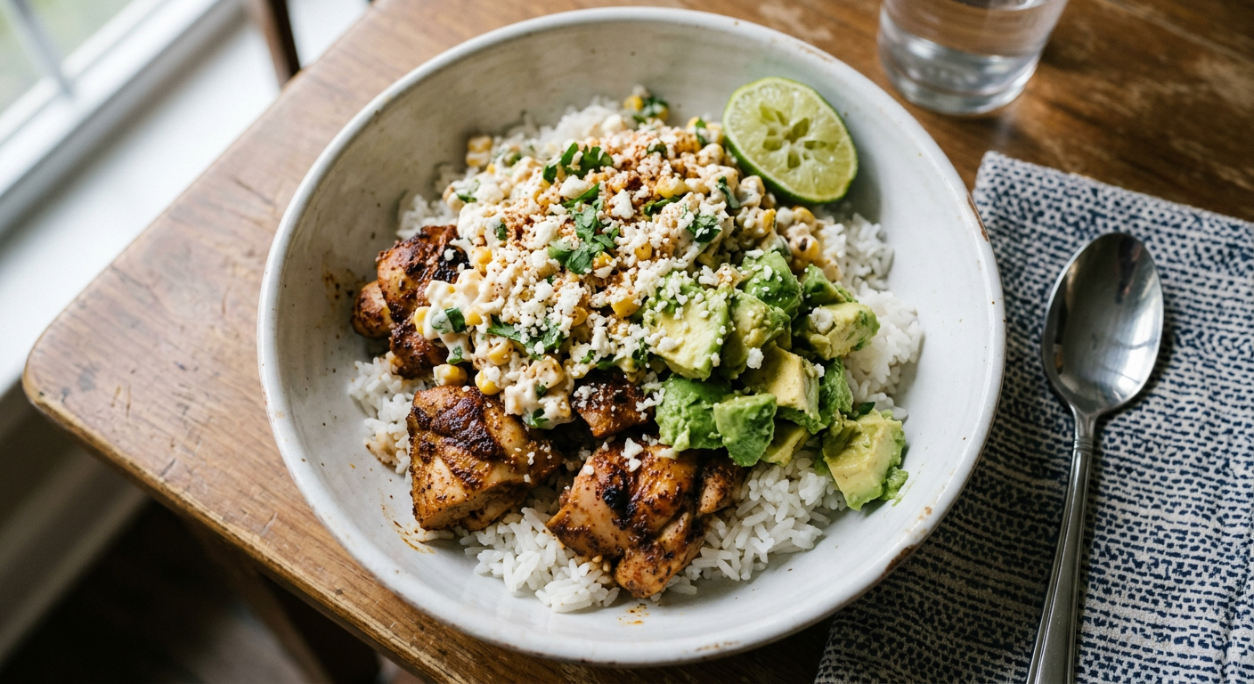 Street corn chicken bowls